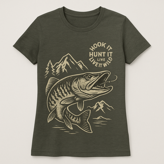 Wildhook women’s musky tee -Free shipping