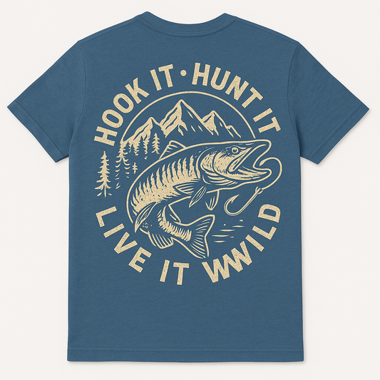 Wildhook Co. Musky Tee – Deepwater Blue Edition
